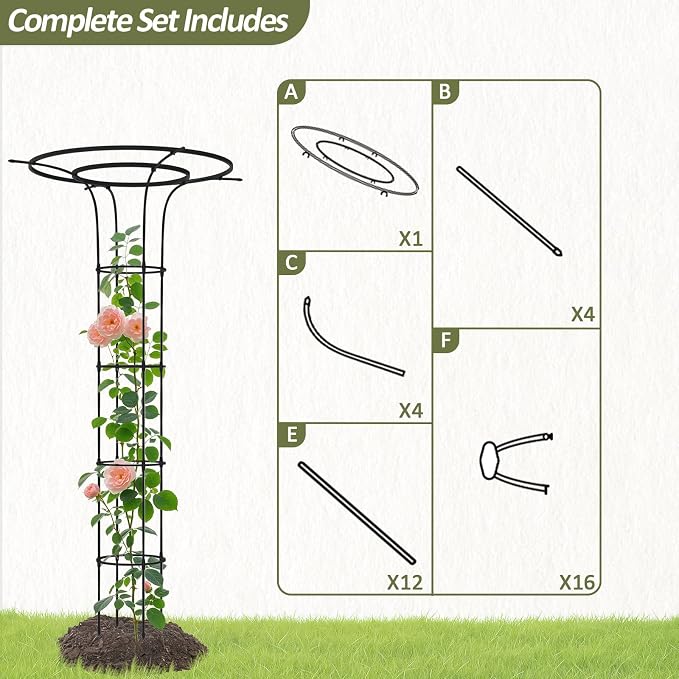 Trellis for Climbing Plants Outdoor - 69"(H), Expandable and Rust-Proof Metal Plant Support, Mushroom Top Trellis for Climbing Plants,Garden Trellis for Potted Roses, Vines, Jasmine(2Pack)