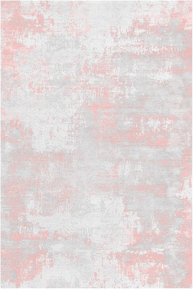 Latte&Fog 6x9 Area Rugs for Living Room Modern Abstract Washable Pink Rugs | for Dining Kitchen Kids Nursery Playroom Guest Room Classroom Dorm Farmhouse Office, Non Slip Low Pile Soft Floral Carpets