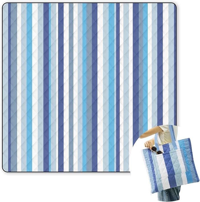2 in 1 Tote Picnic Blanket Waterproof Outdoor Camping Mat,Large Capacity Beach Blanket 80''x80'' 7 Layers Easy to Foldable and Carry.
