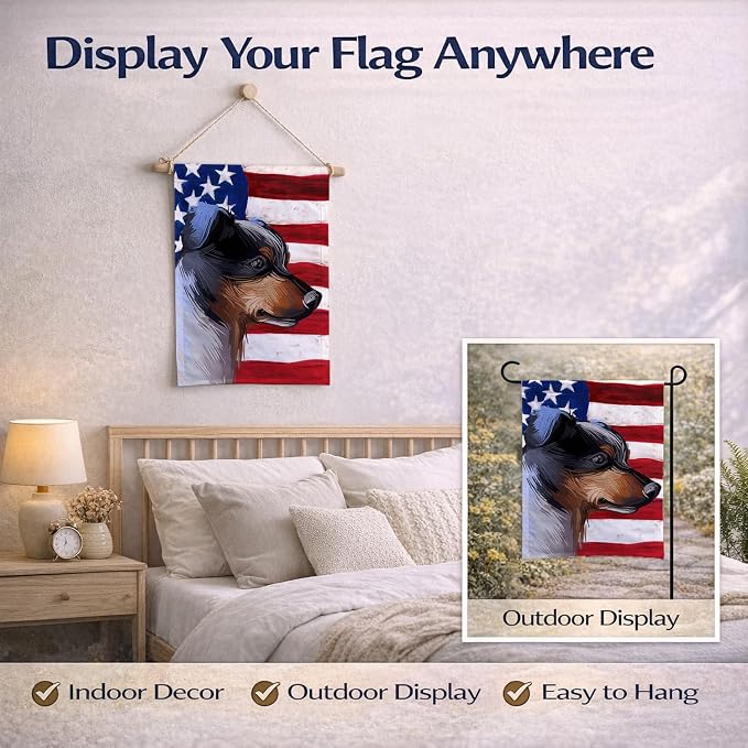 Caroline's Treasures CK6672GF Ratonero Bodeguero Andaluz American Flag Garden Flag Mailbox Flag Decorative Yard Flag Banner Outside Patio Artwork Yard Flower Beds, Garden Size, Multicolor