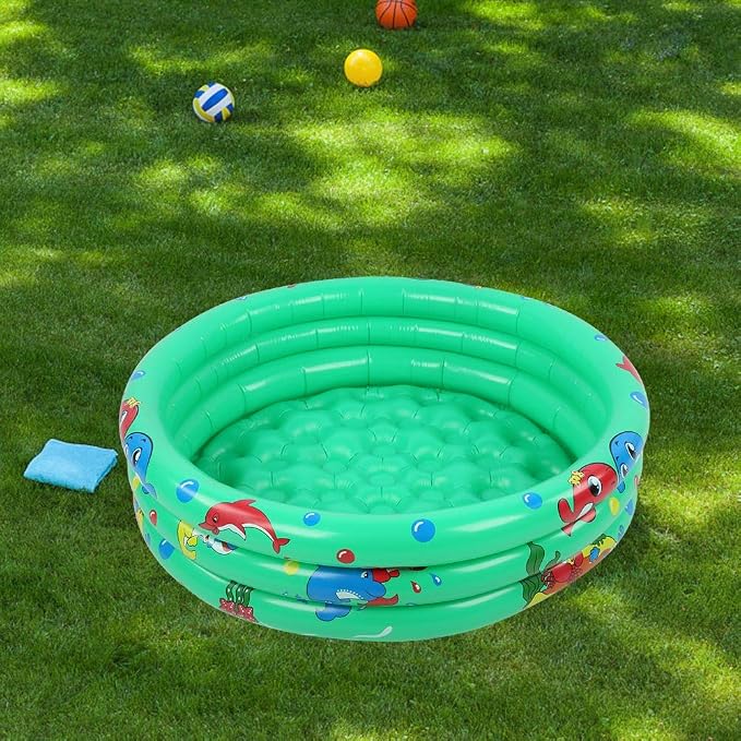 Sturdy Round Inflatable Baby Toddlers Swimming Pool with Good Materials Portable Inflatable Children Little Green Pool for Kids(Green 90cm) Children's Swimming Series