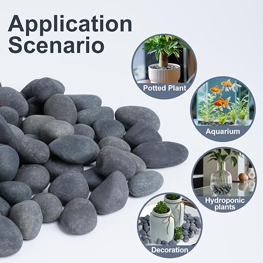 Pulovin 40 lbs River Rocks for Landscaping, 0.4-1 inch Natural Rocks for Aquarium, Fish Tank, Decorative Garden Stones for Plants, Flower Pots, Vase, Walkways
