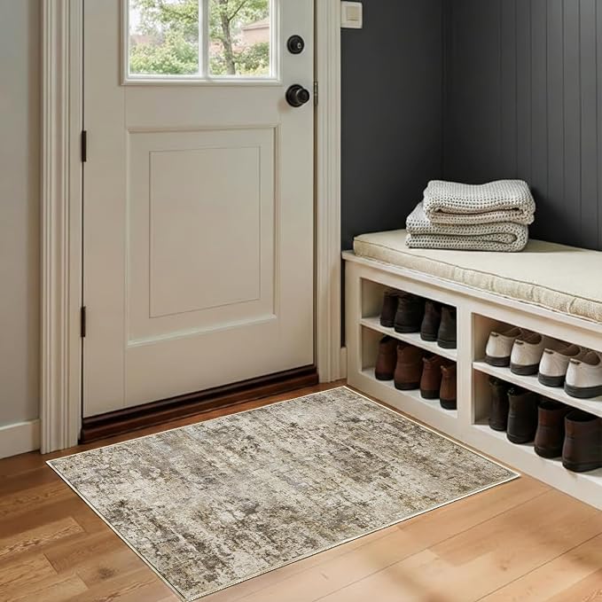 2x3 Area Rug Washable Abstract: Non Slip Throw Rugs for Entryway | Indoor Door Mat for Kitchen Soft Low Pile Thin Small Carpet for Hallway Bedroom Dining Room Home Office Decor