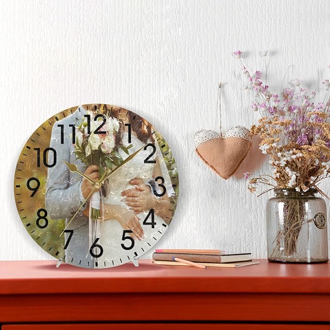 ALAZA Home DIY 9.84 inch Round Acrylic Wall Clock Non Ticking Silent Clock Art for Living Room Kitchen Bedroom(Gold Pointer)
