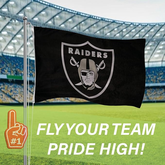 Team Sports America NFL Las Vegas Raiders 3 x 5 Outdoor Durable Flag with Grommets | Heavy Duty Flag & Banner for Outdoor Garden Patio | Indoor Wall Decor Flag | Works with Flag Poles for House