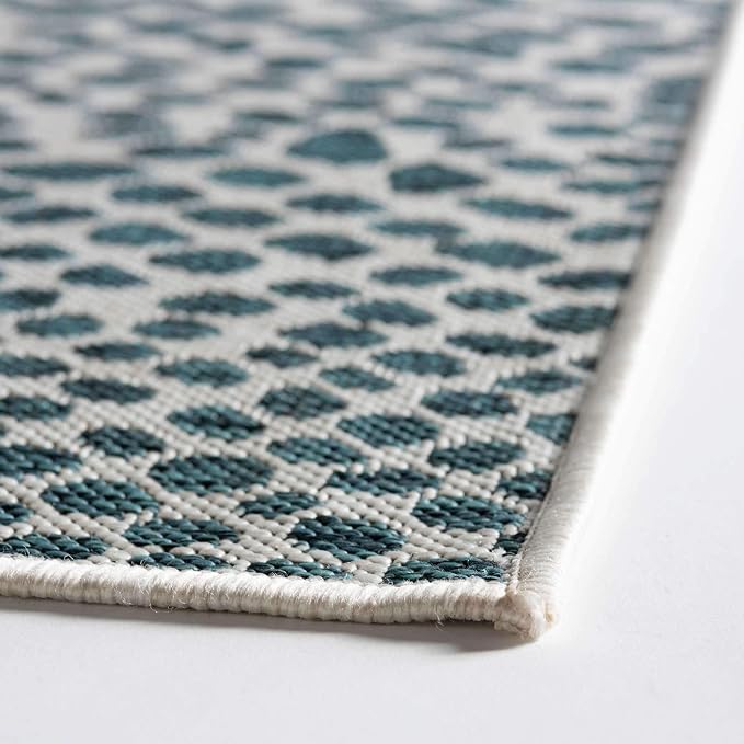 Unique Loom Outdoor Collection Area Rug - Cape Town (7' 1" x 10' Rectangle, Teal/ Ivory)