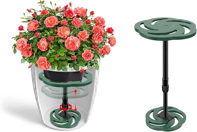 Axcoix Adjustable Height Plant Risers for Inside Pots, 7.5-12" Plastic Planter Inserts for Large Pots, Pot Fillers for Tall Square Round Taper Planters (6" 8" 10" Base or Top)