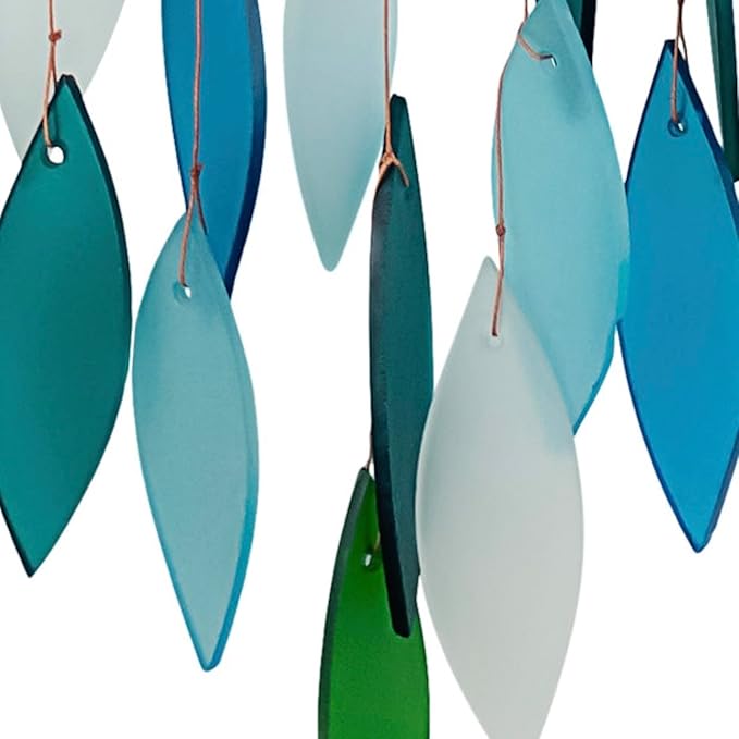 Blue Handworks Ocean Waterfall Glass Wind Chime | Handcrafted Waterfall Glass Wind Chime in Royal Blue, Sky Blue, Teal and Frosted White