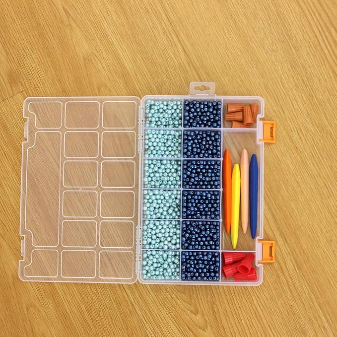3 Pack Mixed Size Clear Plastic Storage Box Organizer Case with Fixed Compartment for Small Parts, Jewelry, Diamond, Craft Supplies, Sewing Kit, DIY Accessories