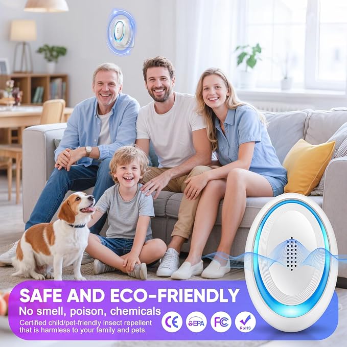 2026 Upgraded Ultrasonic Pest Repeller Indoor, Pest Control Insect Plug in, Mouse Repellent Indoor, Electric Rodent Repellent Plug-in for Roach, Bugs, Ant, Mosquito, Mice, Spider, Rat,6 Pack