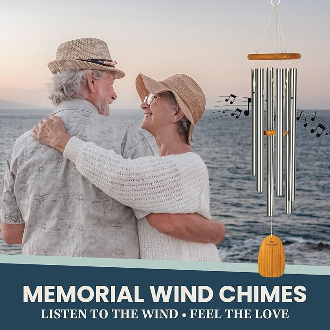 Woodstock Wind Chimes for Outside Garden Decor Outdoor and Patio Decor Front Porch Decor 36" Silver Woodstock Chimes Original Wind Chime Chimes of Olympos Wind Chimes (OWS)