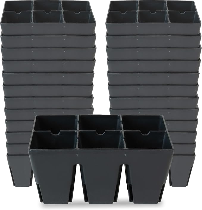 Epic Gardening Reusable Seed Starter Tray - 6 Cell/24 Seedling Starter Trays - Easy Watering, Indoor Greenhouse, Plant Starter, Gardener-Friendly for Seedlings | UV-Treated & BPA-Free - Black