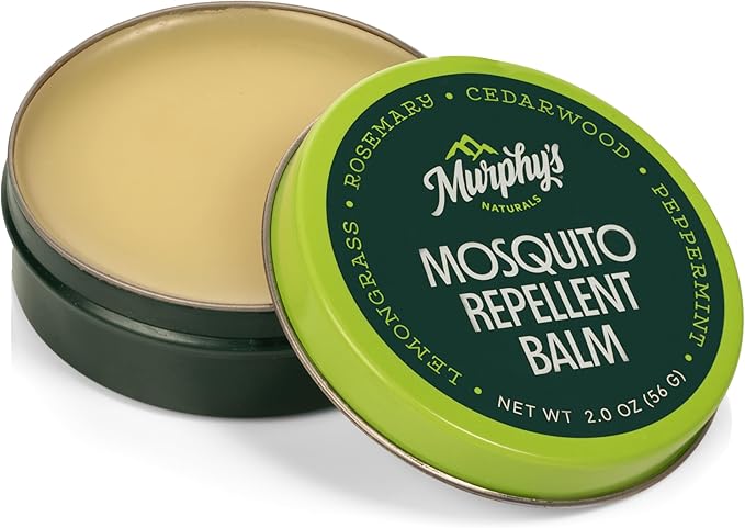 Murphy's Naturals Mosquito Repellent Balm, Plant-Based, 2 oz (Pack of 1) | Formulated with cedarwood, lemongrass & rosemary oils; DEET-free*, repels mosquitoes up to 2 hrs & ticks 1 hr; travel-size