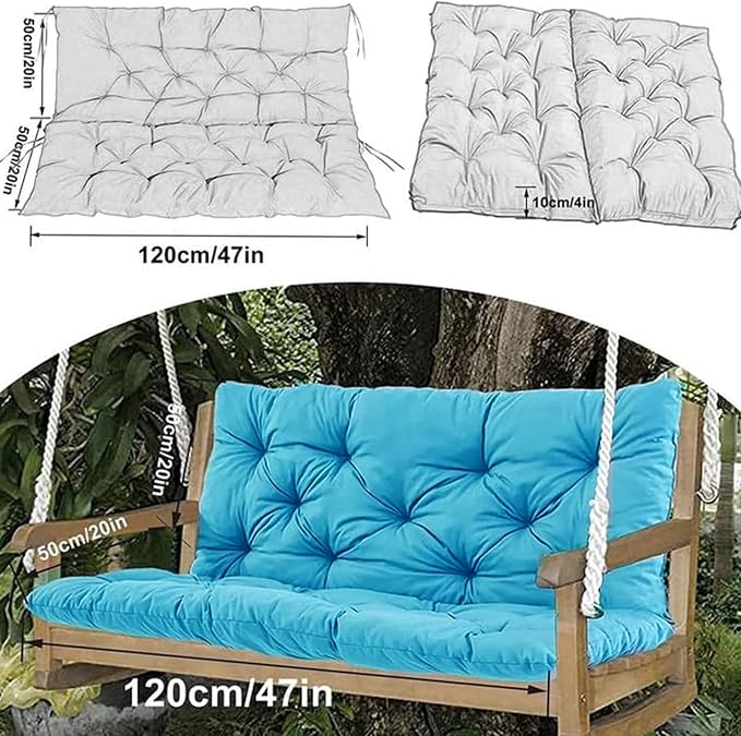 Swing Cushion Replacement Outdoor Porch Waterproof Bench Cushion 2-3 Seater Washable Bench Replacement Cushions for Outdoor Patio Porch Swing Cushions