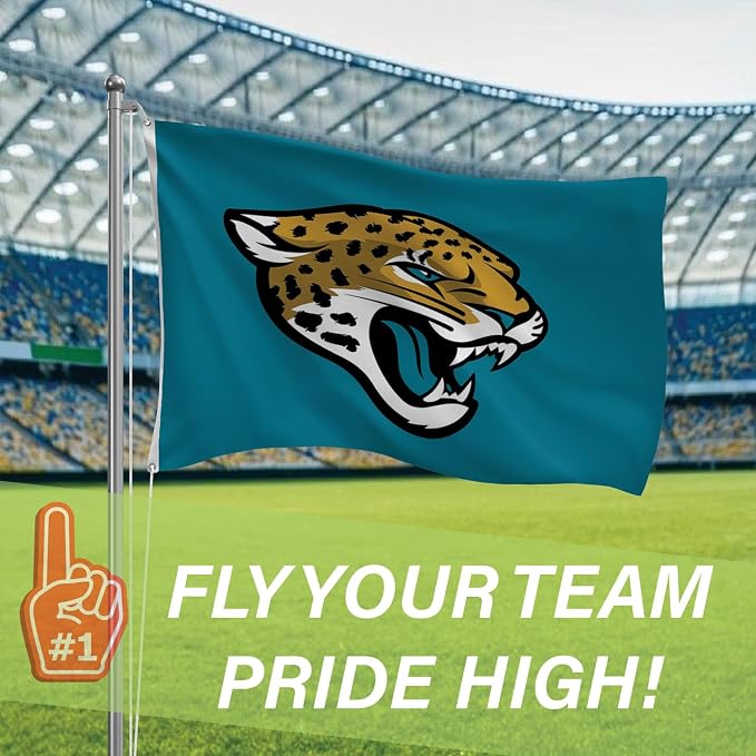 NFL Jacksonville Jaguars 3 x 5 Outdoor Durable House Flag with Grommets | Sport Team Flag & Banner | Indoor Wall Decor Flag for Room | Works with Flag Poles for Outside House
