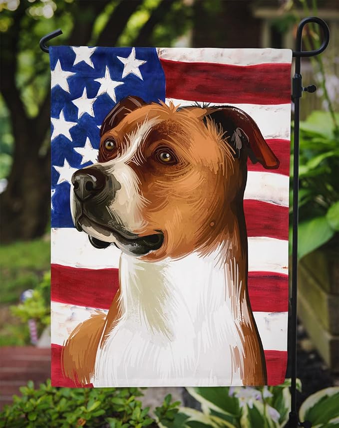 Caroline's Treasures CK6512GF English Foxhound Dog American Flag Garden Flag Mailbox Flag Decorative Yard Flag Banner Outside Patio Artwork Yard Flower Beds, Garden Size, Multicolor