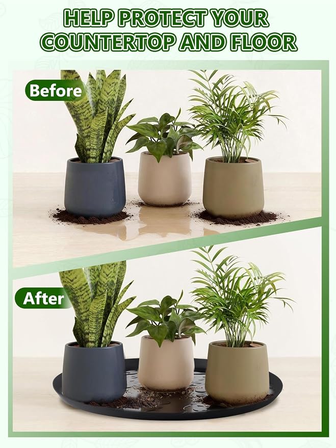 Kalolary 2 Pack Plant Saucer for Potted Plant 20 Inch Plant Pot Saucers Silicone Plant Trays Plant Saucer Growing Tray Heavy Sturdy Silicone Plant Drip Trays for Pots Seed Starter Growing Trays