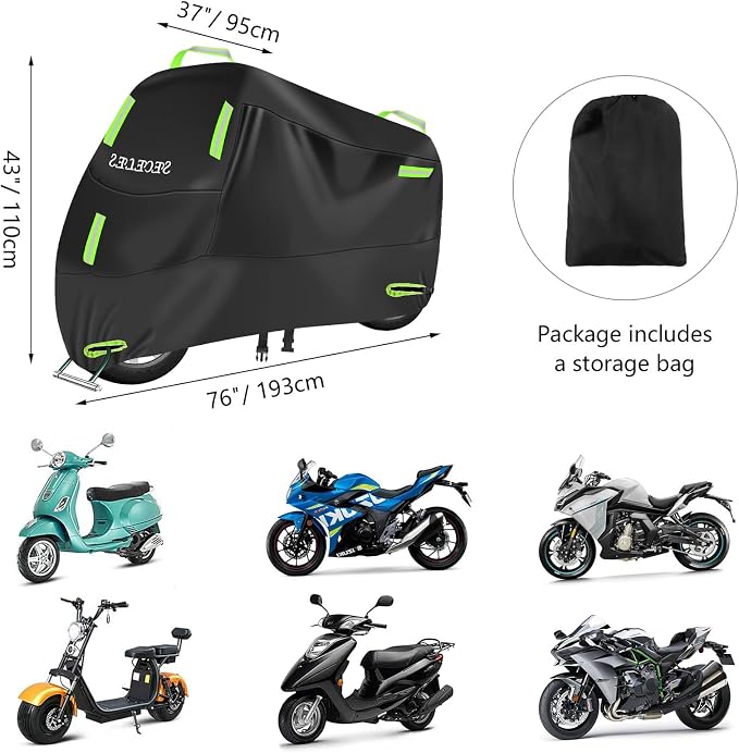 SECELES Moped Cover All-Weather Motorcycle Cover for Navi Monkey 125 Kawasaki Z125 pro TNT Moped Accessories (L: 74" x 37" x 43")