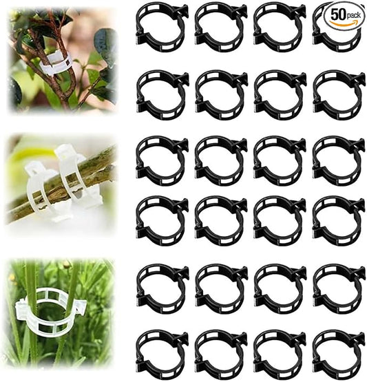 Secured Plastic Plant Clip, 2025 Upgrade Plant Support Clips Reusable Garden Clips, Garden Clips for Climbing Plants, Plastic Trellis Clips Tomato Grape Vine Vegetables Plant Fixing Clips (50, Black)