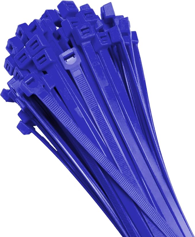 Electriduct 4" Nylon Cable Zip Ties Self-Locking Adjustable Plastic Ties - Blue (100 Pack)