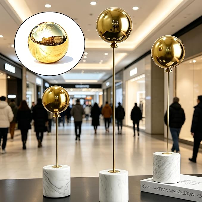 4 Inch/100mm 304 Stainless Steel Hollow Ball Smooth Gazing Mirror Ball for Decorating Home and Garden(Gold)