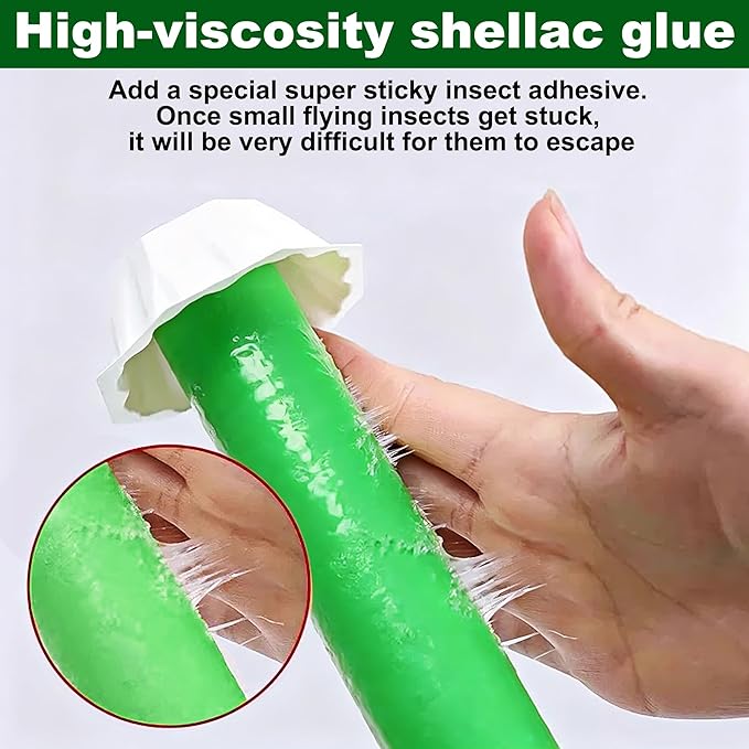 Fly Stick Sticky Fly Traps for Indoors Outdoor 12pk, Sticky Hanging Fly Stick, Flying Insect Trap, wasp Trap (Green 12PCS)