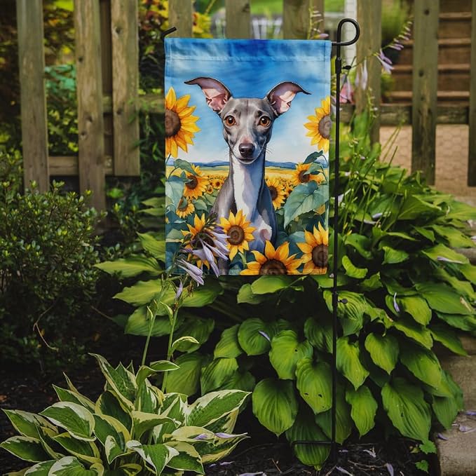 Caroline's Treasures DAC6101GF Italian Greyhound in Sunflowers Garden Flag Mailbox Flag Decorative Yard Flag Banner Outside Patio Artwork Yard Flower Beds, Garden Size, Multicolor