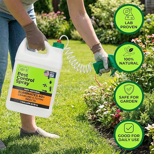 Nature's Dome Natural Pest Control Spray 1 Gallon | Ant Killer for Indoor & Outdoor | Eco-Friendly Bug Spray for Fleas, Ticks, Ants & Mosquitoes | Pet & Kid Safe