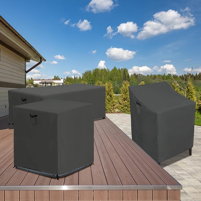 ABCCANOPY Patio Deck Box Cover Waterproof and Dustproof Winter Protection Outdoor Storage Box Cover Universal Furniture Cover 44x28x24 Grey