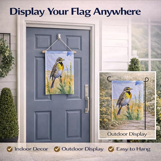 Caroline's Treasures Nebraska Western Meadowlark Garden Flag Mailbox Flag Decorative Yard Flag Banner Outside Patio Artwork Yard Flower Beds, Garden Size, Multicolor