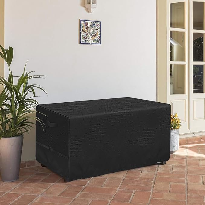 Patio Deck Box Storage Cover 63"L x 30"W x 28"H for 150-230 Gallon Box | Heavy Duty 600D Polyester Oxford, Tear Resistant Rectangular Fire Pit Table Covers, Rectangular Storage Bench Covers