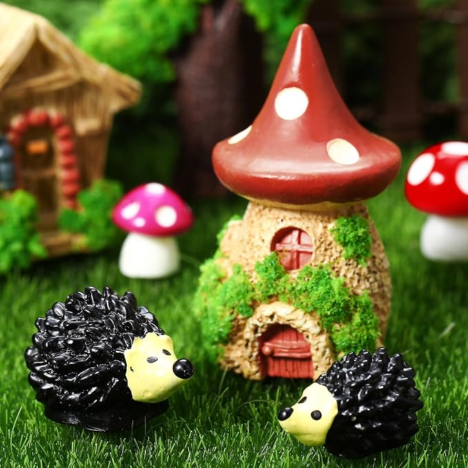 68 Pcs Fairy Garden Accessories Mini Resin Animals Figures | Miniature Ducks Mushroom Ladybug Table and Chairs Bridge Pond Fence Moss Bonsai Landscape Ornaments Kit for Garden DIY Craft