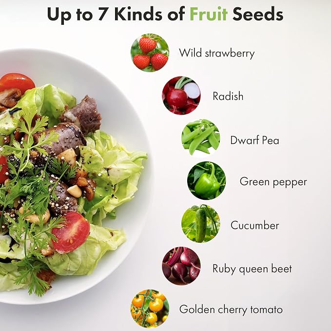 Strawberry Seed Pods for AeroGarden, iDoo, Ahopegarden - Compatible with All Hydroponic System, 350+Seeds Include Strawberry, Cherry Tomato, Cucumber, Radish, Pea, Pepper and Beet, 7 pods