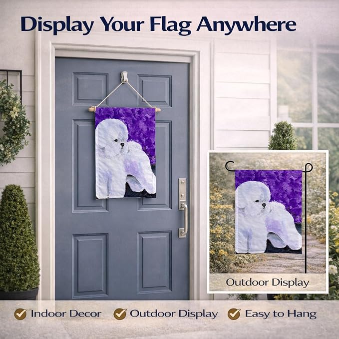 Caroline's Treasures SS8692GF Bichon Frise Garden Flag Mailbox Flag Decorative Yard Flag Banner Outside Patio Artwork Yard Flower Beds, Garden Size, Multicolor