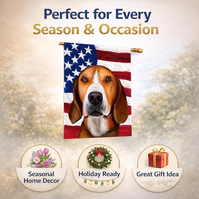 Caroline's Treasures CK6556CHF Hamiltonstovare Dog American Flag House Flag Large Porch Sleeve Pole Decorative Outside Yard Banner Artwork Wall Hanging, Polyester, House Size, Multicolor