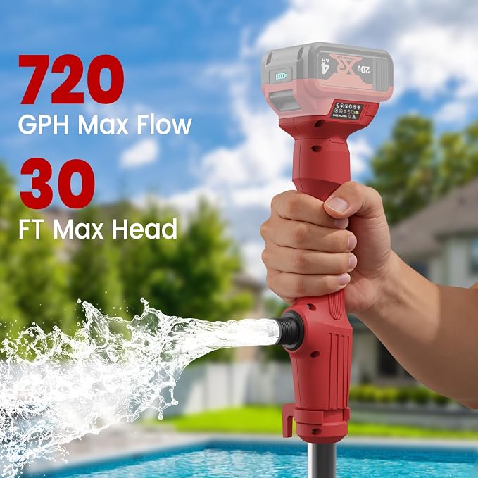 Cordless Stick Water Transfer Pump Compatible with Mil-waukee 18V Battery(Tool Only), 720 GPH Portable Electric Water Pump, Sump Pump, 160W Brushless Utility Water Pump for Pool, Garden, Pond and Boat