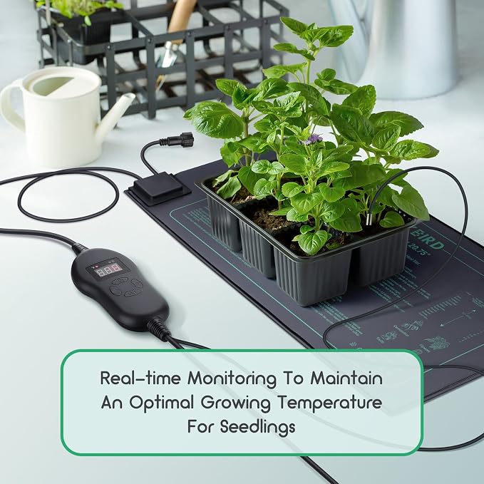 LUXBIRD 6 Pack 30W Seedling Heating Mats 10" x 20.75" with Thermostat Controller, Idea for Seed Starting, Germination, Greenhouse (LB-HT06)