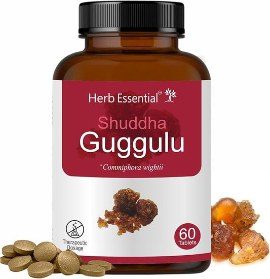 Herb Essential Organic Shuddha Guggulu (Commiphora Wightii) 500mg, Vegetarian 60 Tablets, Gluten Free Supplement with No Added Colors, Flavors and Preservatives