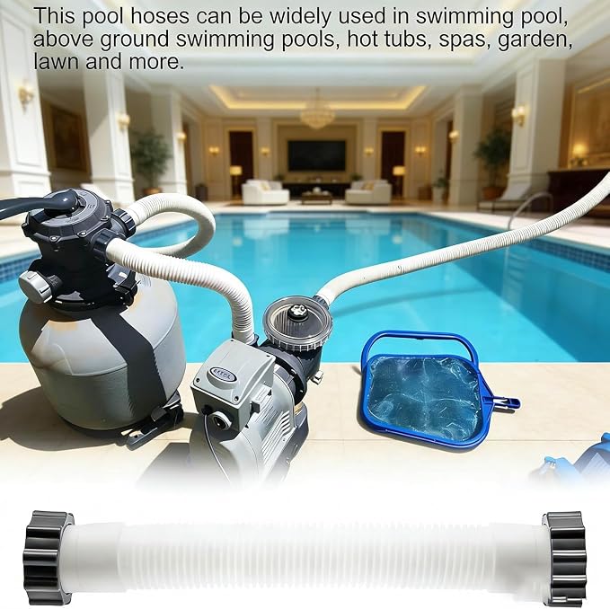 Intex 16-Inch Pool Pump Hose, 1.5-Inch Diameter, Polyethylene Material, Compatible with Intex Filter Pump and Saltwater System, Suitable for 26371CA, 28647EG, 26371EH, 11535 (2 PCS)