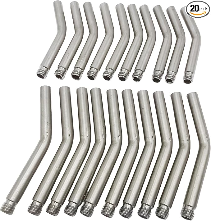 20 Pieces M6*1 Thread 304 Stainless Steel Bent Nozzle Extension Tubes40mm50mm 10 Pieces Each, Suitable for Machine Tools and Machining Centers