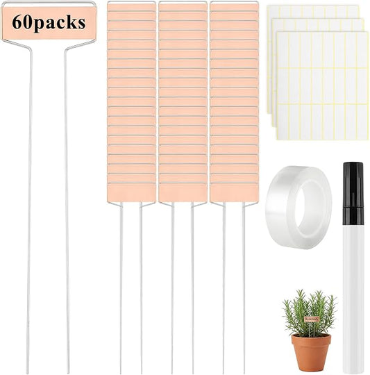 Greaner 2.6" x 10" Garden Labels, 60 Packs Plant Labels for Outdoor Waterproof, Plant Markers with Permanent Pen and Rainproof Pet Films for Indoor Outdoor Use