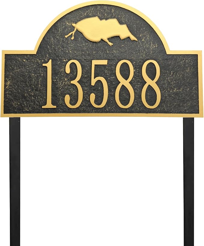 Address Sign Lawn Mounted - Custom House Number Sign with 2 Solid Metal Stakes,Address Numbers for Outside House,Yard,Garden,Grass,Ground,Drive Way,Lawn,13'' x 7.7''