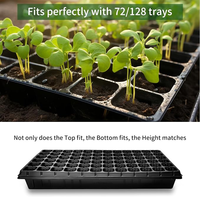 RooTrimmer Growing Trays, 1020 Plant Nursery Trays Heavy Duty Seed Starter Flat Seedling Tray for 72/128 Cell Plug Tray Transplant Growing Microgreens (21"×11", 10 Pack, 1.6" Deep, Without Holes)