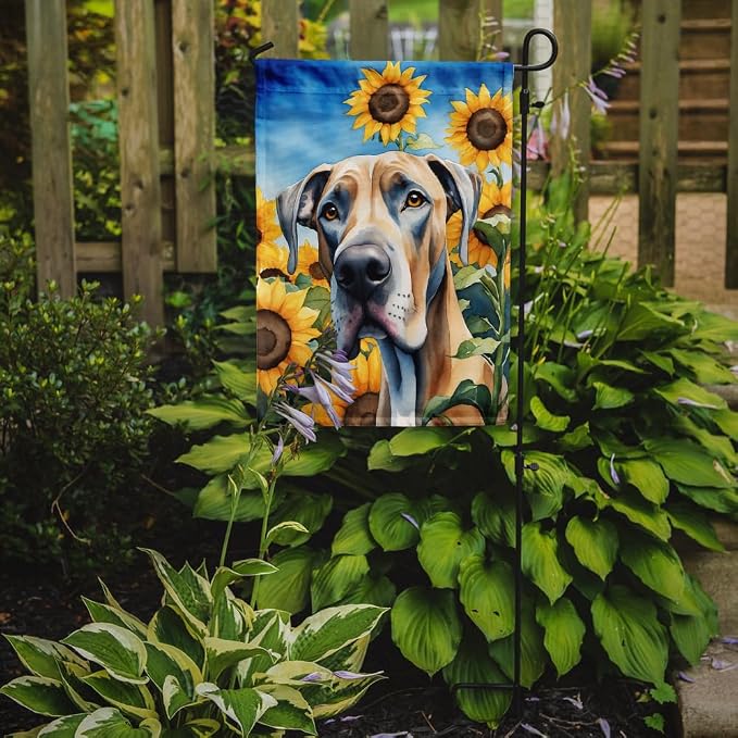 Caroline's Treasures DAC6092GF Great Dane in Sunflowers Garden Flag Mailbox Flag Decorative Yard Flag Banner Outside Patio Artwork Yard Flower Beds, Garden Size, Multicolor