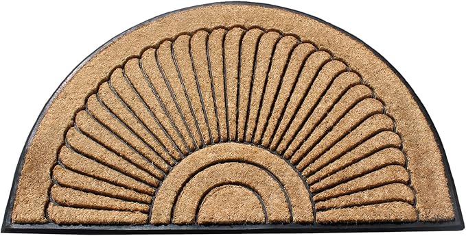 A1HC Natural Coir Doormat 36 x 72 Inch, Heavy Duty Large Front Door Mat for Outside Entrance, Non-Slip Rubber Backing, Low Profile, Durable Welcome Entry Mat, Easy to Clean - Semicircular