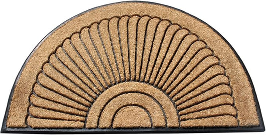 A1HC Natural Coir Doormat 36 x 72 Inch, Heavy Duty Large Front Door Mat for Outside Entrance, Non-Slip Rubber Backing, Low Profile, Durable Welcome Entry Mat, Easy to Clean - Semicircular