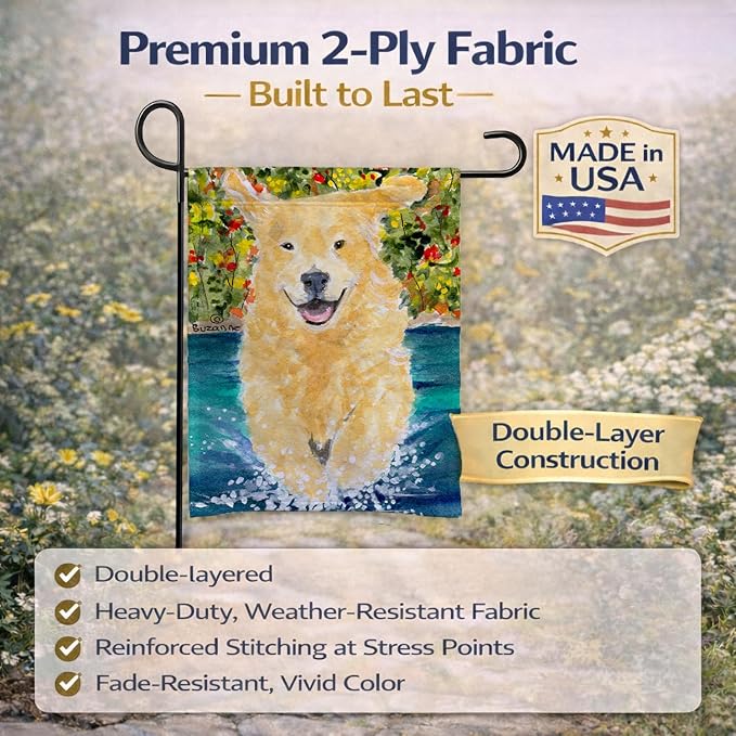 Caroline's Treasures SS8978GF Golden Retriever Garden Flag Mailbox Flag Decorative Yard Flag Banner Outside Patio Artwork Yard Flower Beds, Garden Size, Multicolor