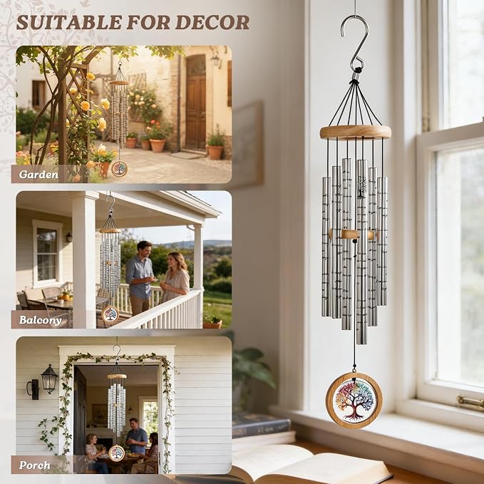Memorial Wind Chimes for Outside 34" Tree of Life Wind Chime Outdoor for Garden Porch Decor Memorial Bereavement Sympathy Gift for Loss of Loved One Mom Dad Grandpa Grandma Friends