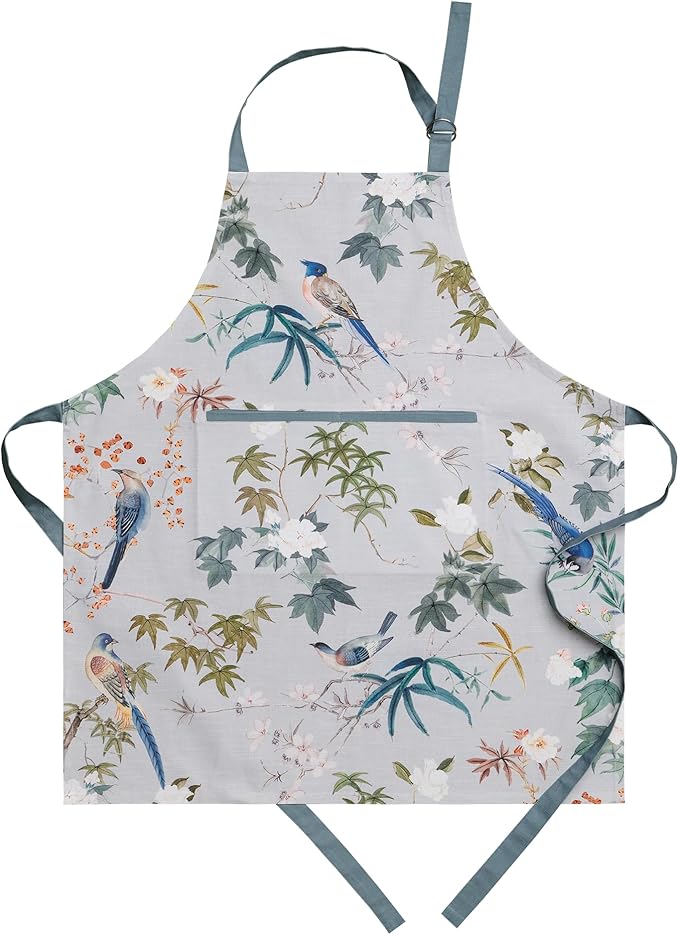 Maison d' Hermine Aprons for women with Pocket 100% Cotton (27.50"x31.50") | Adjustable Neck Strap & long ties Apron Men Chef Wedding Cooking Gardening Server Maid