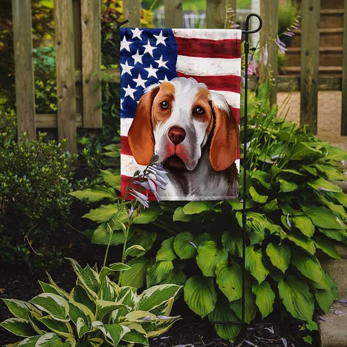 Caroline's Treasures CK6406GF Ariege Pointer Dog American Flag Garden Flag Mailbox Flag Decorative Yard Flag Banner Outside Patio Artwork Yard Flower Beds, Garden Size, Multicolor
